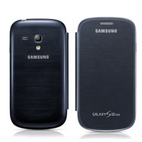 Кожен калъф тип тефтер Flip Cover оригинален за Samsung Galaxy S3 mini i8190 тъмно син